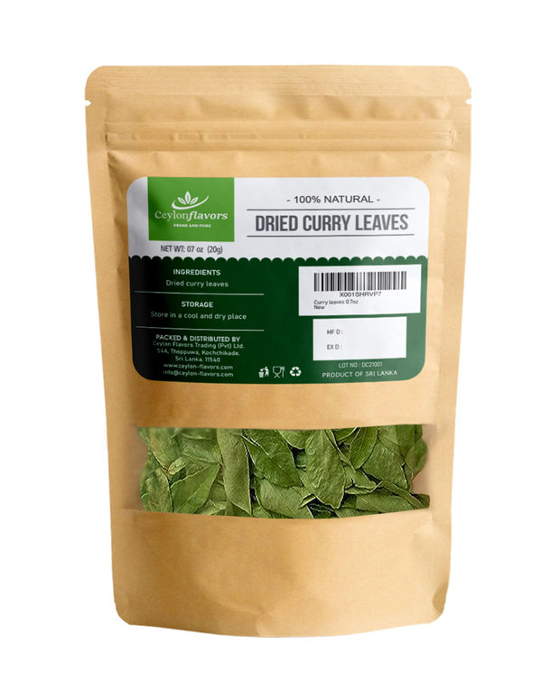 Ceylon flavors Curry Leaves Gluten Free Naturally Air Dried Herbs Fresh Groceries with All Flavors Asian Food Indian Spices - Kari Patta 0.7oz/ 20 g