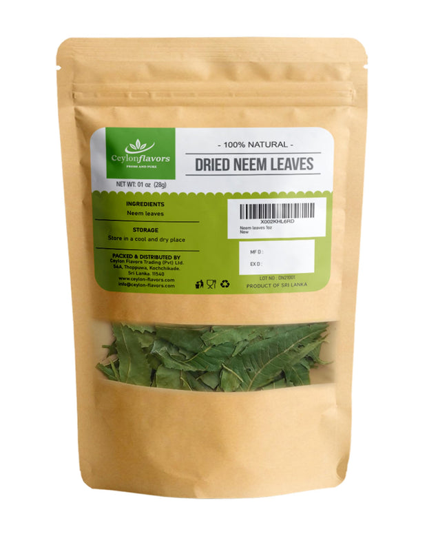 CEYLONFLAVORS FRESH AND PURE Dried Neem Leaves 1 oz harvested from Naturally Grown Trees