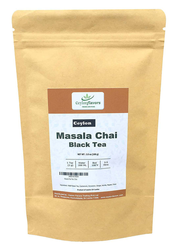Ceylon Masala Chai Tea - FBOP (3.5oz /100g) Ceylon Flavors - Fresh and Pure
