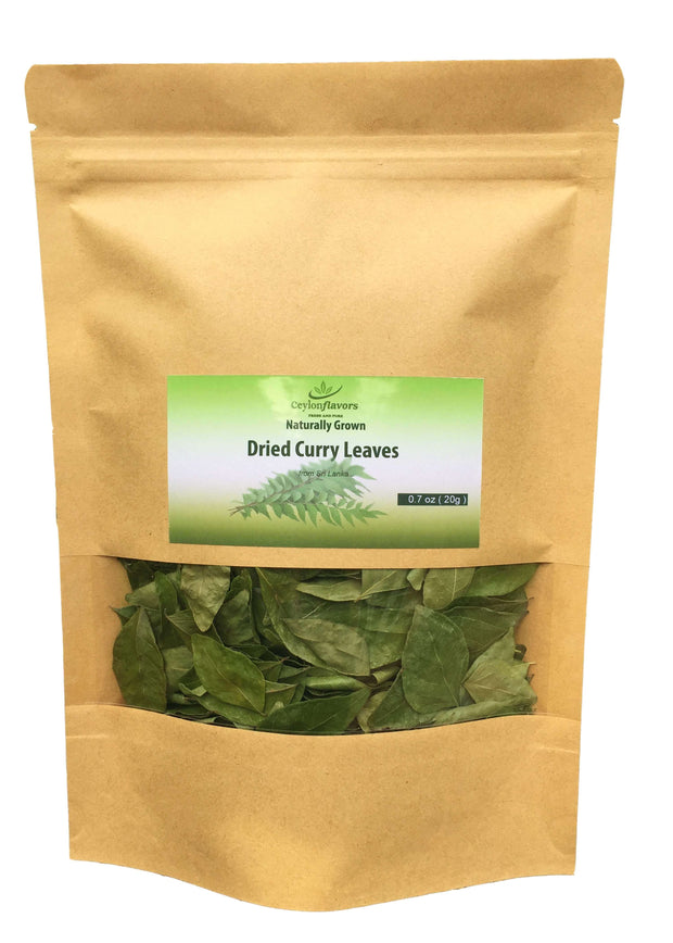 Curry Leaves Whole - Naturally Grown, Air dried (0.7oz/20g) Ceylon Flavors - Fresh and Pure