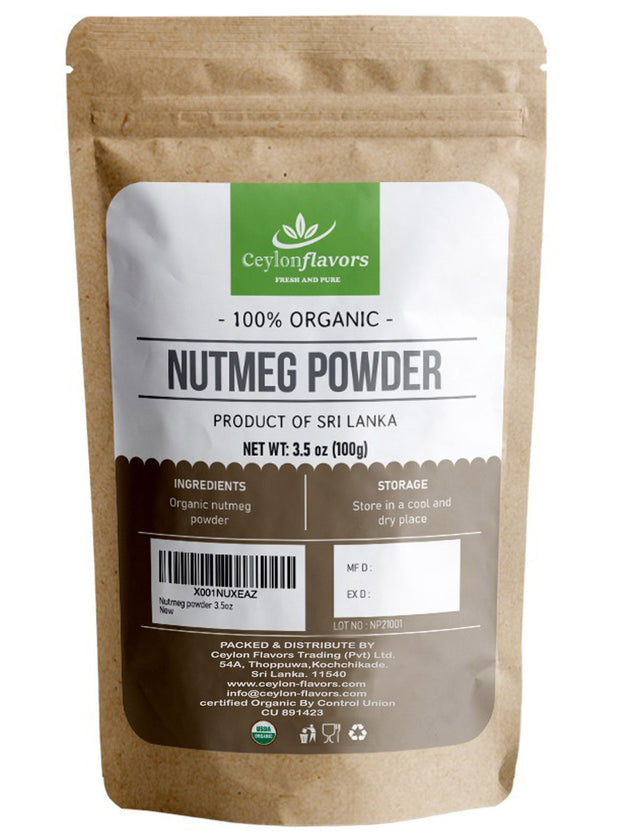 Organic Nutmeg Powder - Premium Grade, (3.5oz/100g)