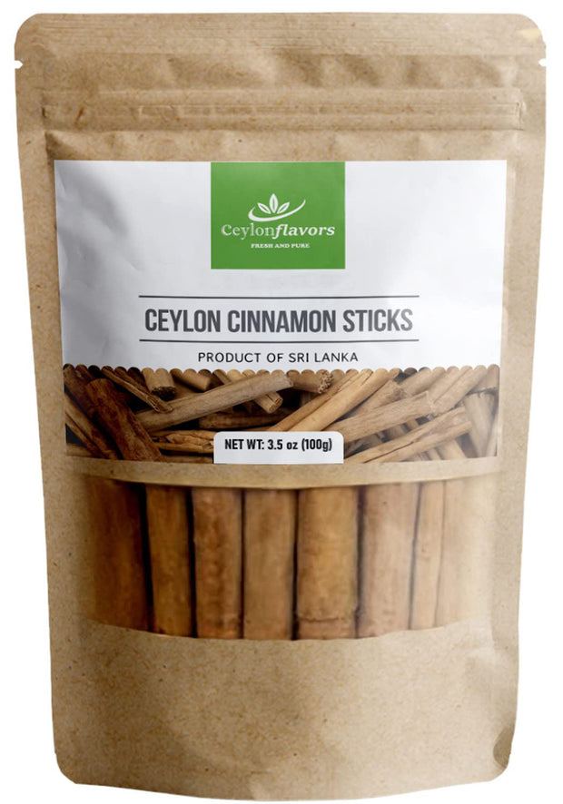 Organic Ceylon Cinnamon Sticks 3"cut - Premium Grade (3.5oz/100g) Ceylon Flavors - Fresh and Pure